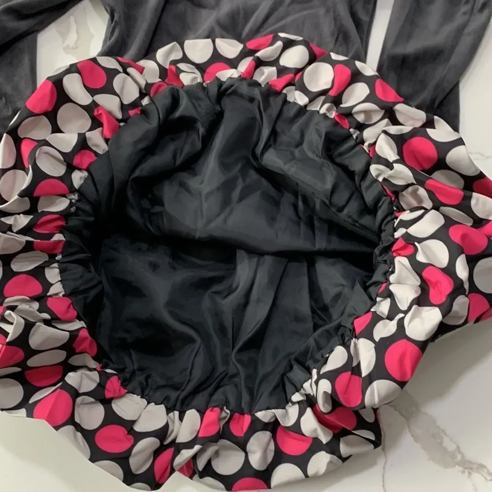 OshKosh B’Gosh | Girls Black Velour Pink Polka Dot Mini Puff Skirt Dress Size 6